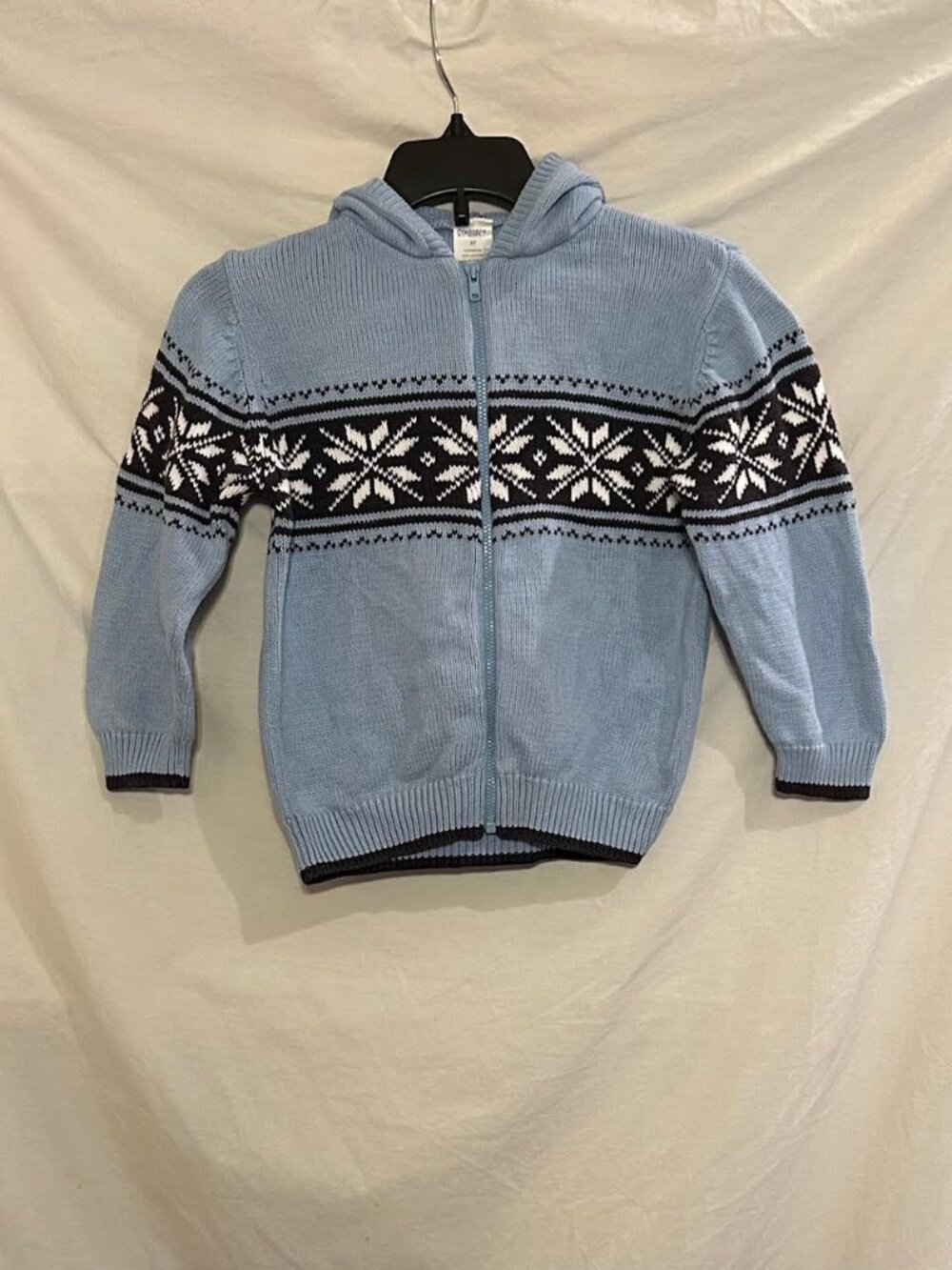 Gymboree Boys 3T Light Blue Snowflake Zipper Hooded Sweater  *plz read